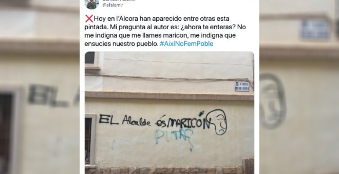 La aplaudida reacción de un alcalde de Castelló a una pintada homófoba: "Me indigna que ensucies nuestro pueblo"