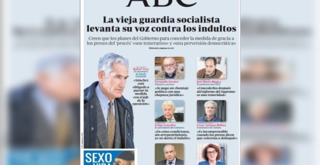 Estupefacción en redes por una portada de 'Abc' en la que Vera, condenado por los GAL e indultado, rechaza los indultos de los presos del 'procès'