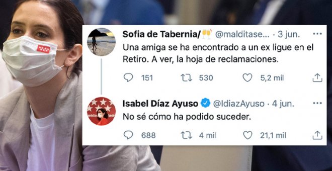 "Ayuso no cumple ni las chorradas": una tuitera cuenta el encuentro con un ex en Madrid (y la presidenta responde)