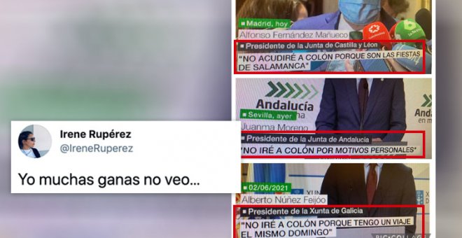 Feijóo, Moreno y Mañueco evitan la nueva 'foto de Colón' con diversas disculpas y los tuiteros les ofrecen otras excusas malas