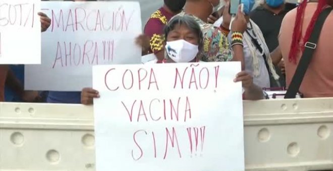 Los pueblos indígenas piden la vacuna junto al estadio de la Copa América