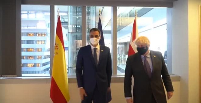 Reunión bilateral en la OTAN entre Pedro Sánchez y el primer ministro británico Boris Johnson