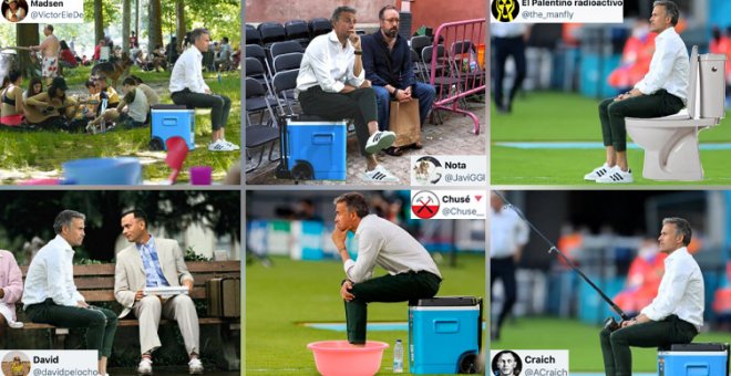 Los mejores memes con Luis Enrique sentado en una nevera durante el debut de la selección en la Eurocopa
