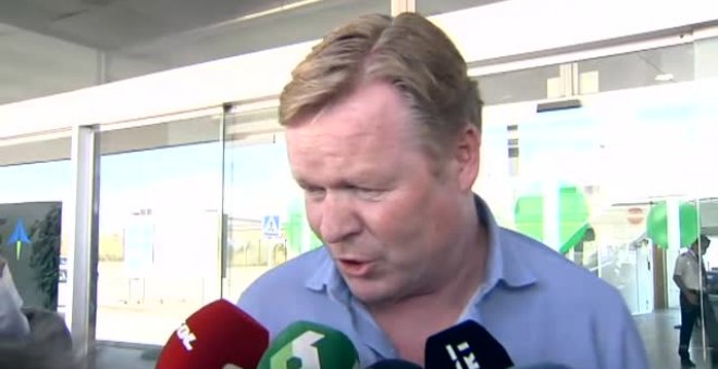 Ronald Koeman aterriza en Barcelona y asegura no conocer el futuro de Leo Messi