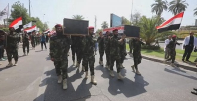 Funerales por los cuatro combatientes muertos en el ataque de EEUU en Irak