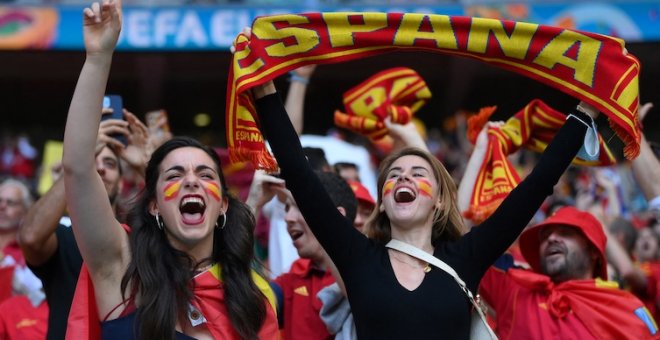La pancarta de los aficionados españoles en el estadio de Wembley que se ha hecho viral