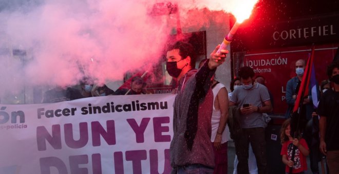 La manifestación en defensa de les y los sindicalistes de 'La Suiza'