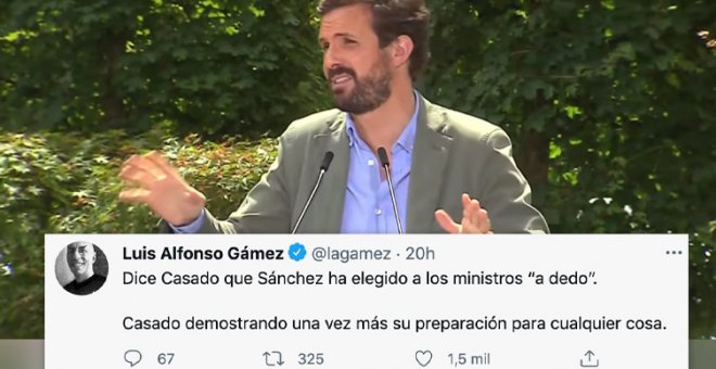 Casado critica que Sánchez elija a sus ministros "a dedo" y desata la guasa: "Los del PP los elegía el jurado de Got Talent"