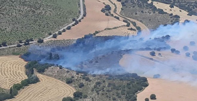 Segundo incendio declarado en pocas horas en Albacete al quemarse una zona agrícola de El Bonillo