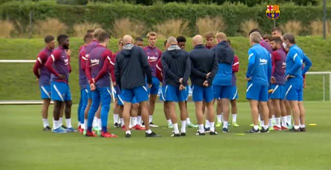 Entrenamiento del Barça antes de enfrentarse al Salzburgo