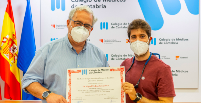 El Colegio de Médicos entrega a Miguel Molina el primer premio del II Certamen de Casos Clínicos para médicos MIR