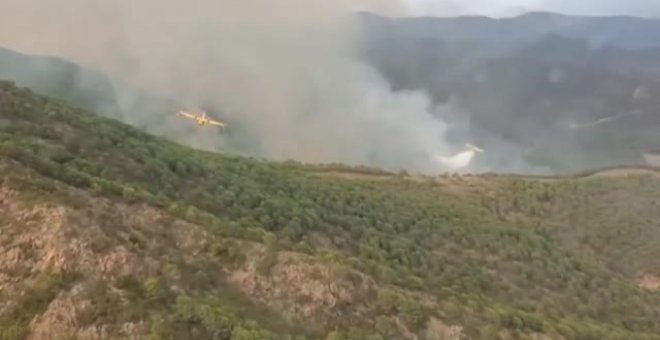 Un helicóptero se estrella, sin víctimas, cuando transportaba a 19 miembros de un retén en el incendio de Sierra Bermeja