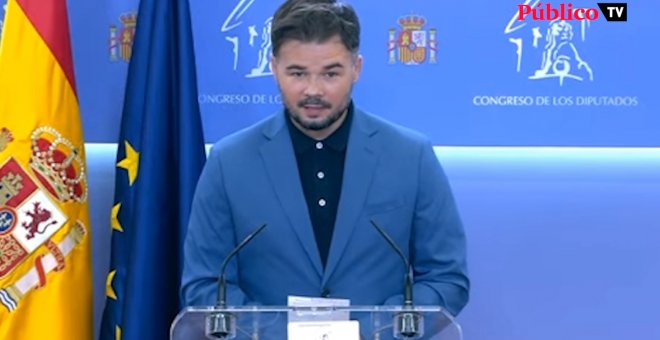 Rufián, sobre la presencia de Sánchez en la mesa de diálogo: "El PSOE no hace, al PSOE se le obliga"