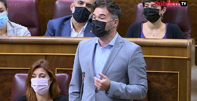 Rufián, a Sánchez: "Si la mesa de negociación decepciona, VOX y PP entran en Moncloa"