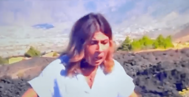 El susto de una reportera de RTVE en pleno directo por el temblor de un terremoto en La Palma
