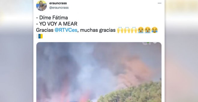 "Yo voy a mear": la frase de una reportera en pleno directo de la erupción en La Palma que se ha hecho viral