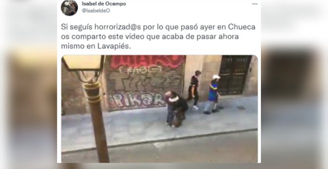 El momento captado por una tuitera en Lavapiés que invita a la esperanza tras la marcha nazi en Chueca