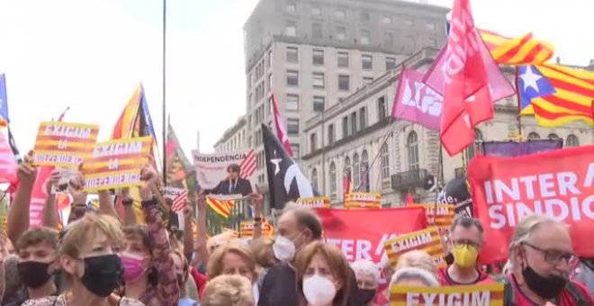 Marcha independentista en Barcelona para reivindicar el resultado del referendum del 1-O de hace cuatro años