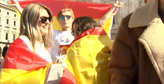 Ilusión de la hinchada española en Italia ante el duelo contra Francia en San Siro