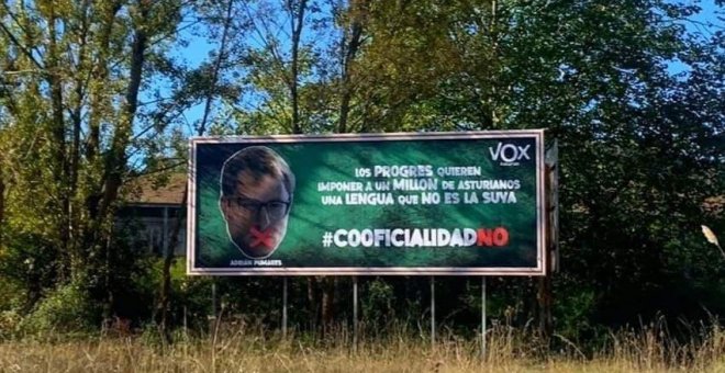 Vox asoma sus siglas en la campaña contra Pumares y el asturiano