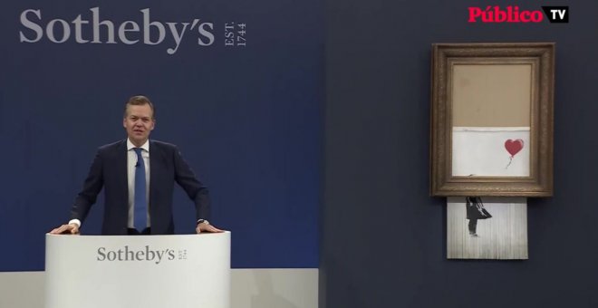 Banksy revaloriza una de sus obras al triturarla en plena puja y la vende por 21 millones de euros