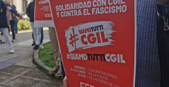 "Solidaridad con CGIL y contra el fascismo"