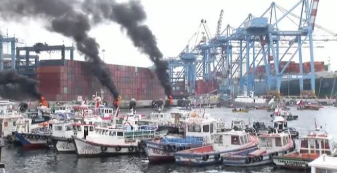 Protesta de los pescadores chilenos en Valparaíso