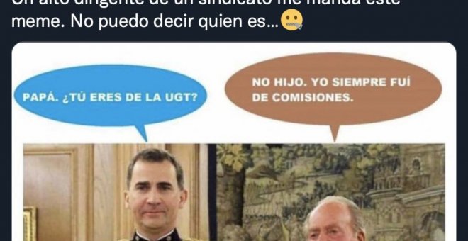 Pablo Iglesias publica un meme del rey emérito que le pasa un alto dirigente de un sindicato y los tuiteros aplauden