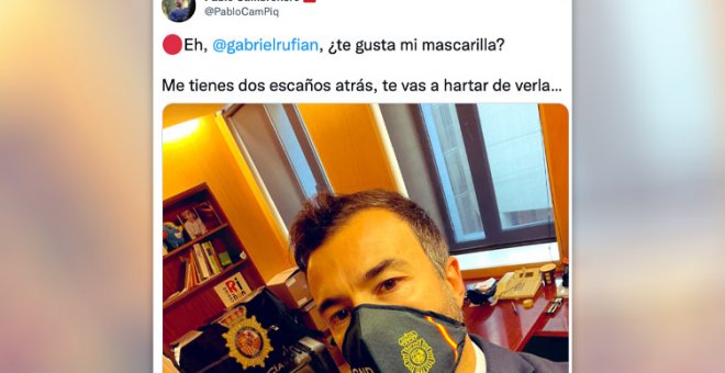 La épica respuesta de Rufián a un exdiputado de Ciudadanos que quiso provocarle con una mascarilla de la Policía Nacional