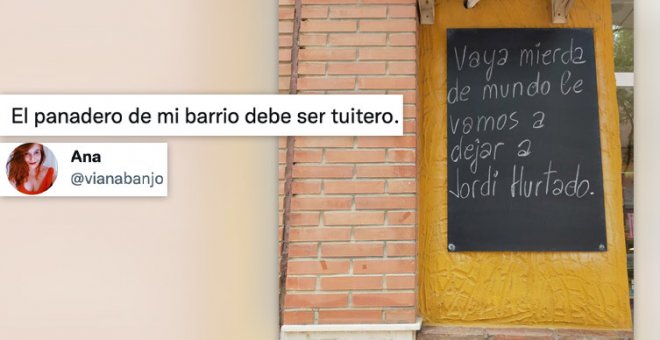 Los tuiteros caen rendidos ante un cartel sobre Jordi Hurtado en una panadería: "Poesía en estado puro"