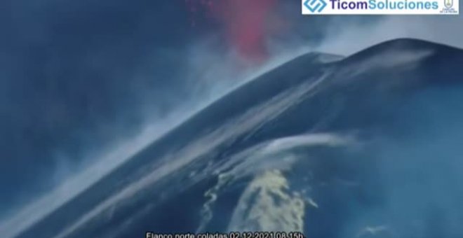 La erupción mantiene su fuerza efusiva desde la zona norte del volcán