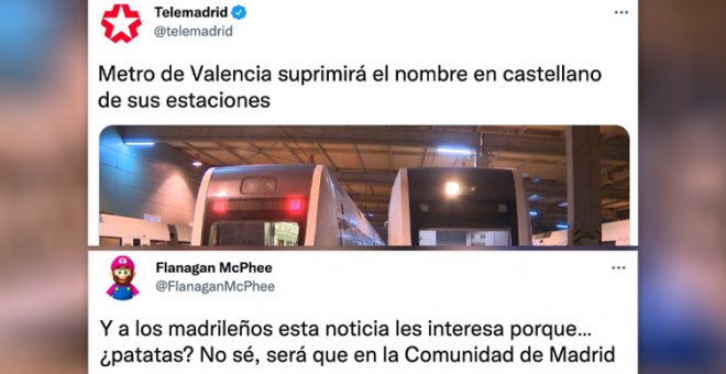 "A los madrileños esto les interesa porque... ¿patatas?": críticas a una noticia de Telemadrid sobre el metro de València