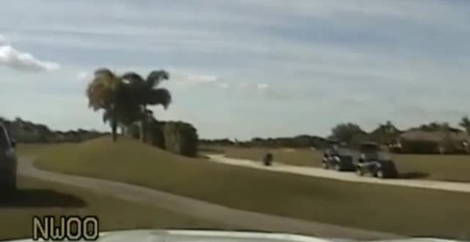 Perseguida por la policía, irrumpe con su coche en un campo de golf