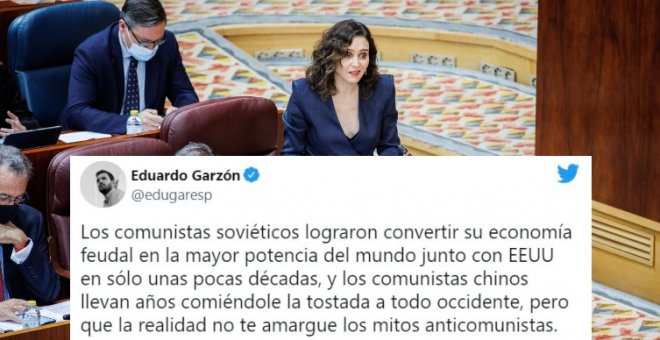 "Que la realidad no te amargue los mitos anticomunistas": el zasca de Eduardo Garzón a Díaz Ayuso tras comparar comunistas con neandertales