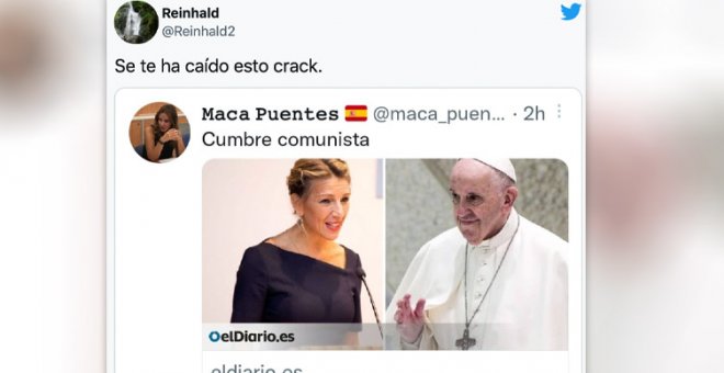 La secretaria de Comunicación del PP de Madrid llama "cumbre comunista" al encuentro del papa y Yolanda Díaz: "Desquiciados no, lo siguiente"