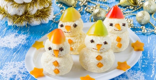 Pato confinado - Receta de muñeco de nieve de queso para hacer con niños en estas Navidades