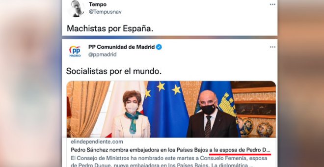 "¿No os da vergüenza?": críticas al PP de Madrid por su retuit sobre Consuelo Femenía, "la esposa de Pedro Duque"