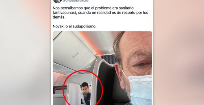 "Pensábamos que el problema era sanitario cuando es de respeto": críticas por la foto de Djokovic en avión sin mascarilla