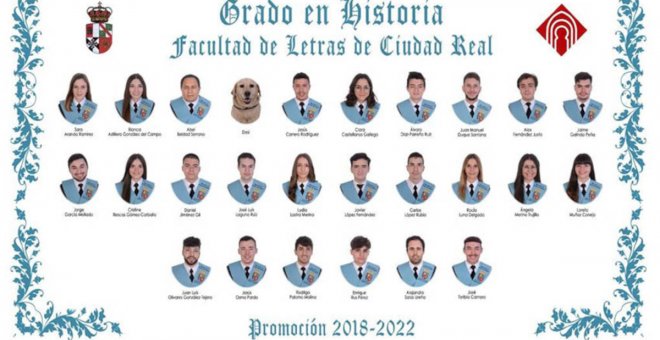 Desi, fiel perra guía y 'graduada' en la última promoción de Historia de la Universidad de Castilla-La Mancha