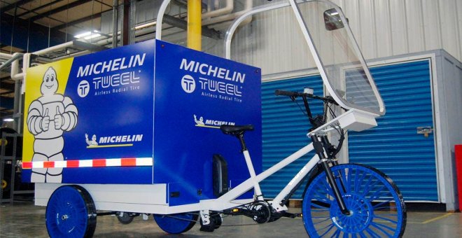 Así son las ruedas sin aire para bicicletas eléctricas de carga desarrolladas por Michelin