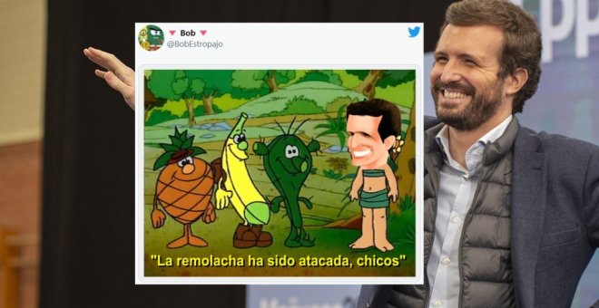 Las reacciones de los tuiteros a la enésima ocurrencia de Pablo Casado: "Y así niños es como salvé las remolachas de aquel ataque"