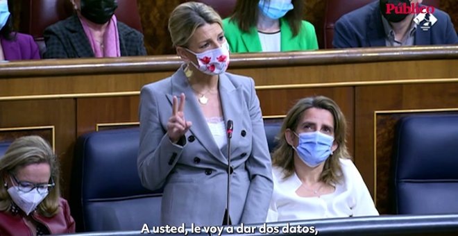 Yolanda Díaz, en la primera sesión de control sin García Egea: "Señor Movellán, a usted le voy a dar dos datos"