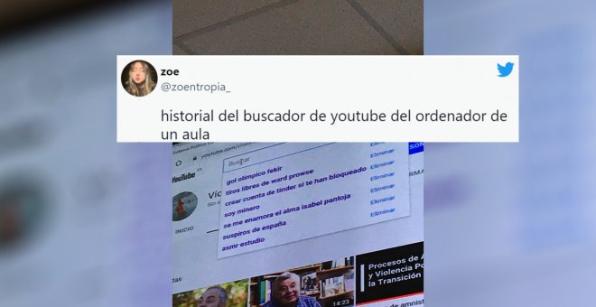El tuit viral que muestra el disparatado historial de búsqueda en Youtube en el ordenador de una universidad