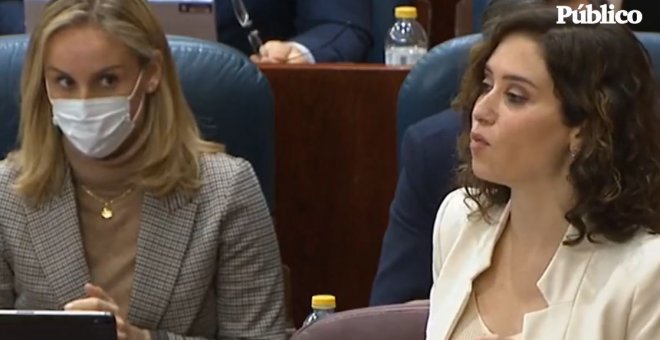 La reacción de una diputada en la Asamblea de Madrid al lapsus de Ayuso con su "Gobierno de coalición con Vox"