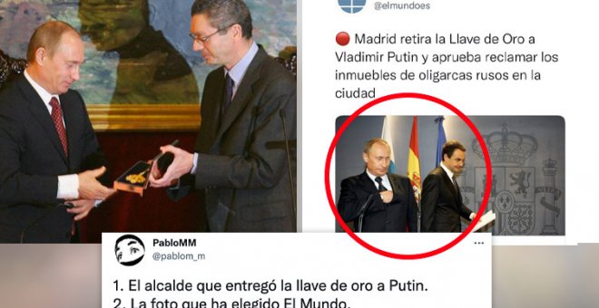 El alcalde que entregó la Llave de Oro a Putin vs. la foto de 'El Mundo'