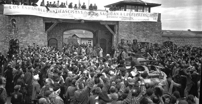 La ARMH pide que cuelguen del Congreso la pancarta de los republicanos españoles liberados en Mauthausen