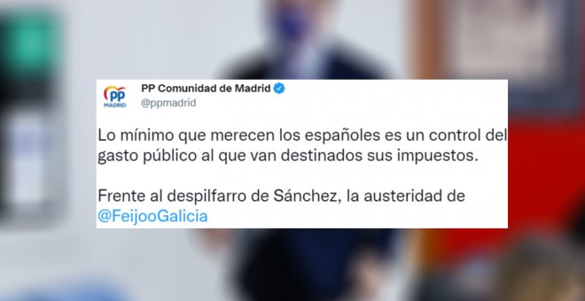 El PP de Madrid pone un tuit pidiendo "control del gasto público" al Gobierno y les llueven las respuestas: "Hay que tenerlos cuadrados"