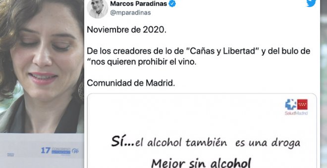"¿Qué Gobierno quiere prohibir el alcohol, el de Madrid?": recuerdan a Ayuso la campaña de la Comunidad contra el alcohol