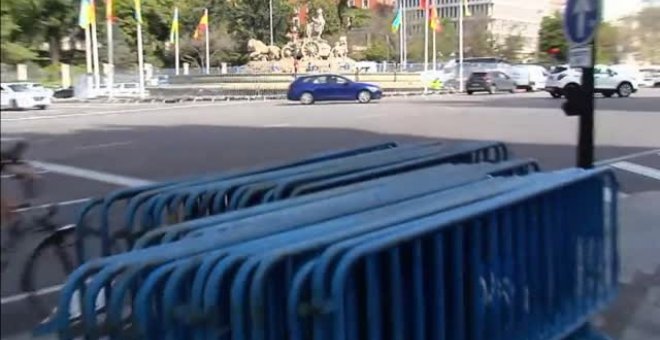 Todo listo en la Cibeles para el alirón del Real Madrid