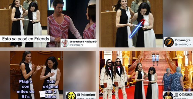 Los memes más cachondos de la reina Letizia y una premiada con el mismo vestido en un acto